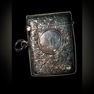 ANTIQUE Edwardian .925 Silver IVY Lighter Case w/striker original matches